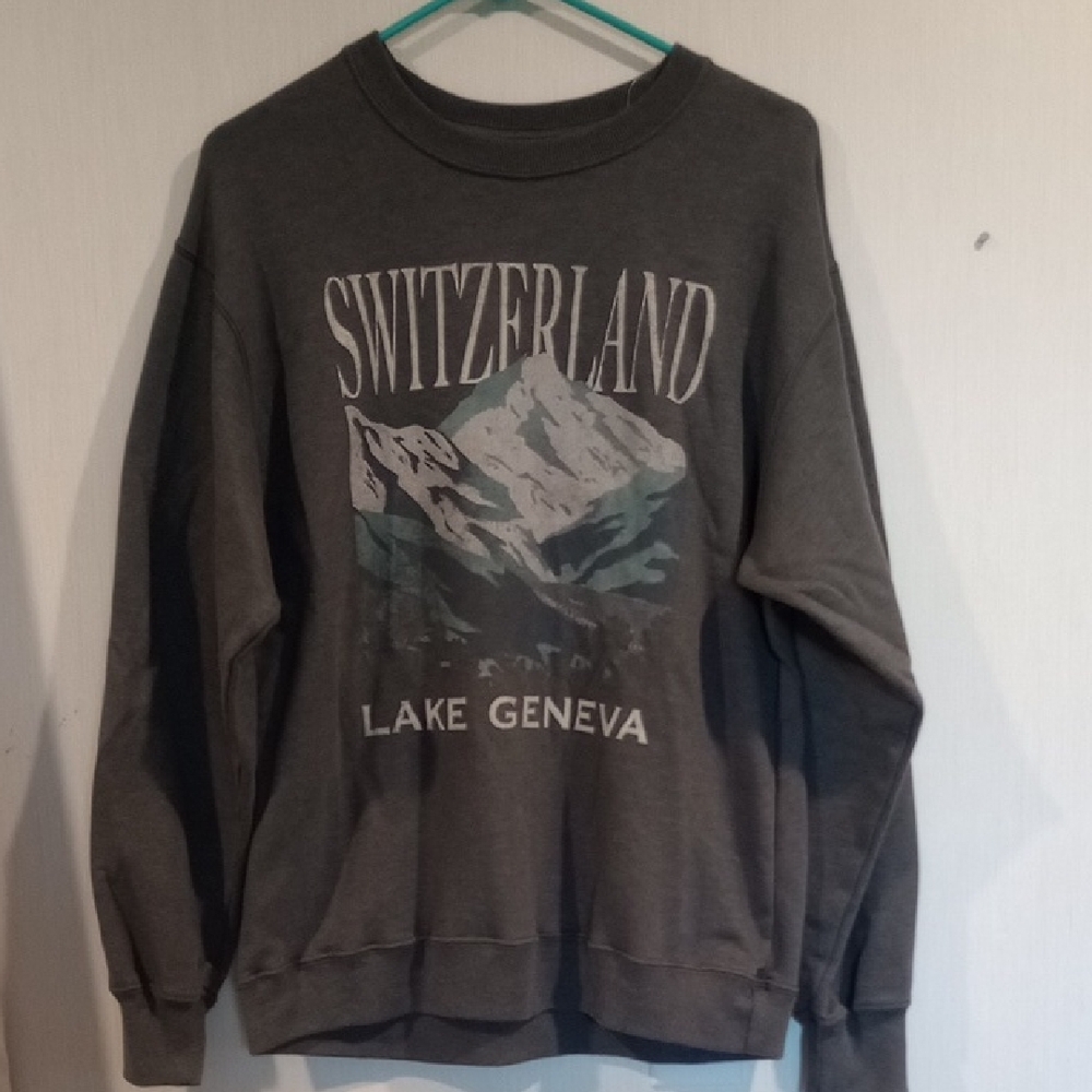 Hollister Gray Switzerland Lake Geneva Sweatshirt